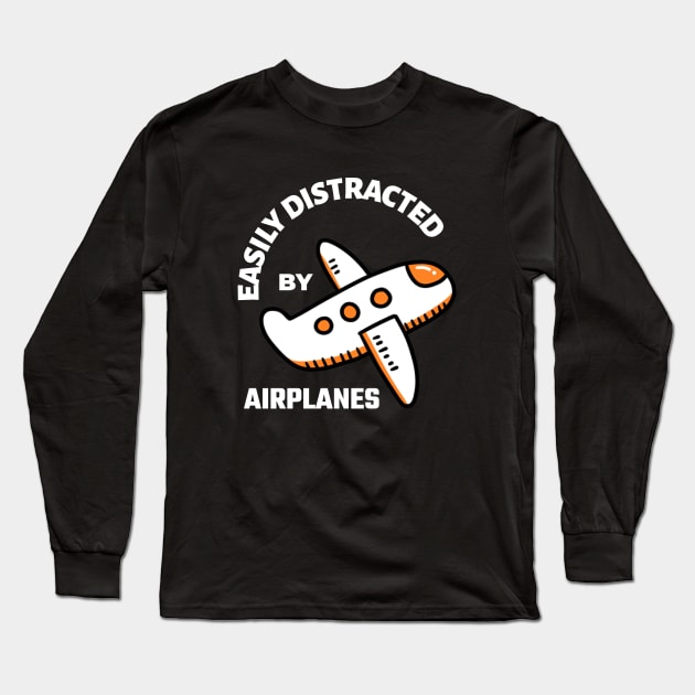 Easily Distracted By Airplanes Long Sleeve T-Shirt by MONMON-75